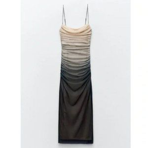 ZARA PRINT DRESS WITH TULLE